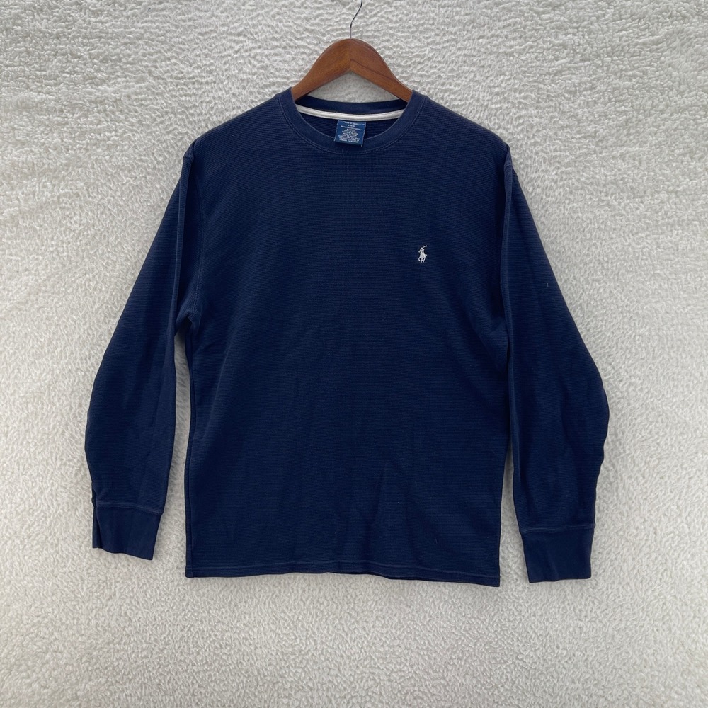 Polo Ralph Lauren Shirt Mens Large Blue Thermal Waffle Knit Long Sleeve Outdoor